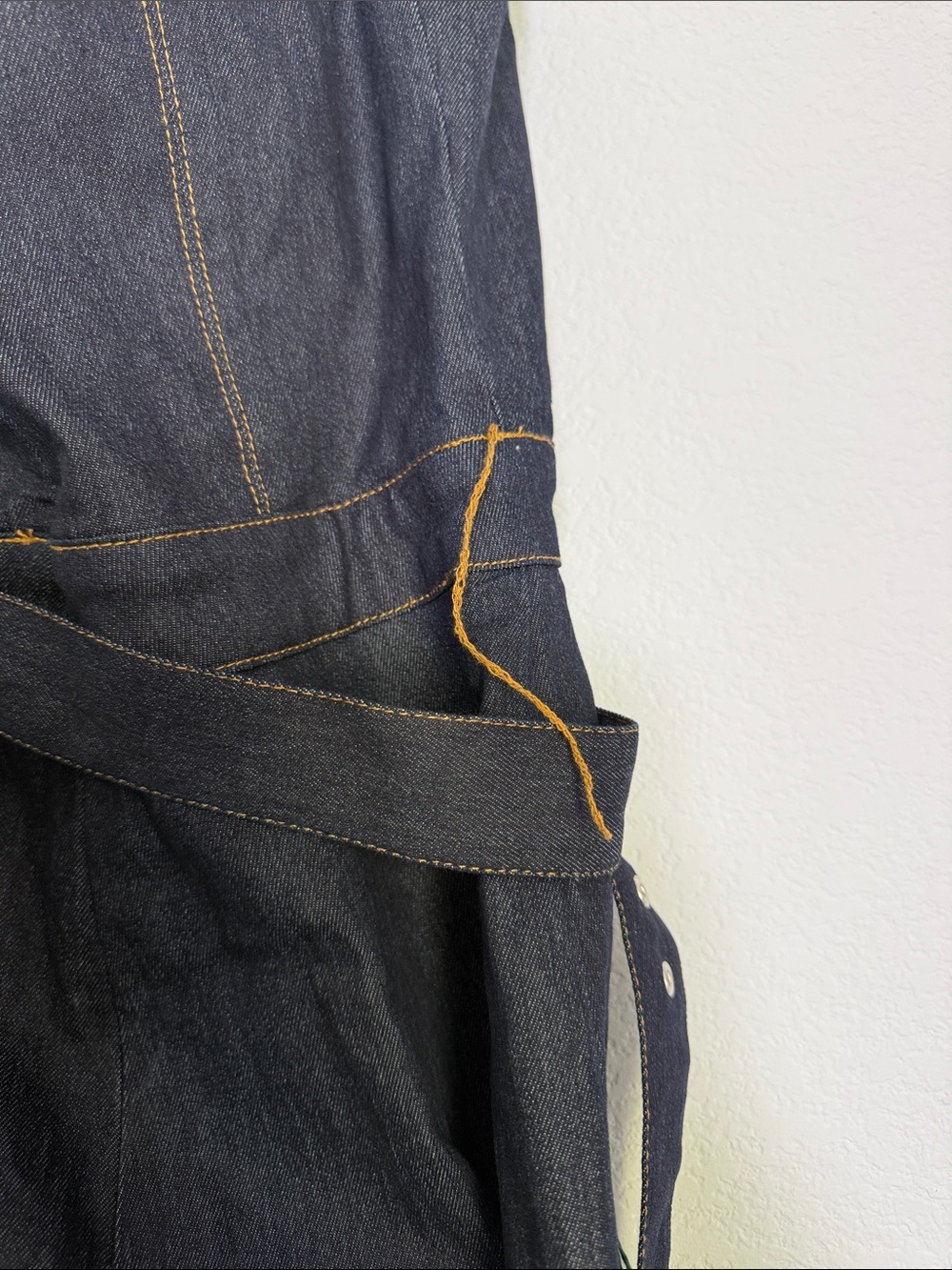 Free market VICI Strapless Dark Indigo Denim Overalls Jumpsuit with Notch Front - Picture 14 of 16